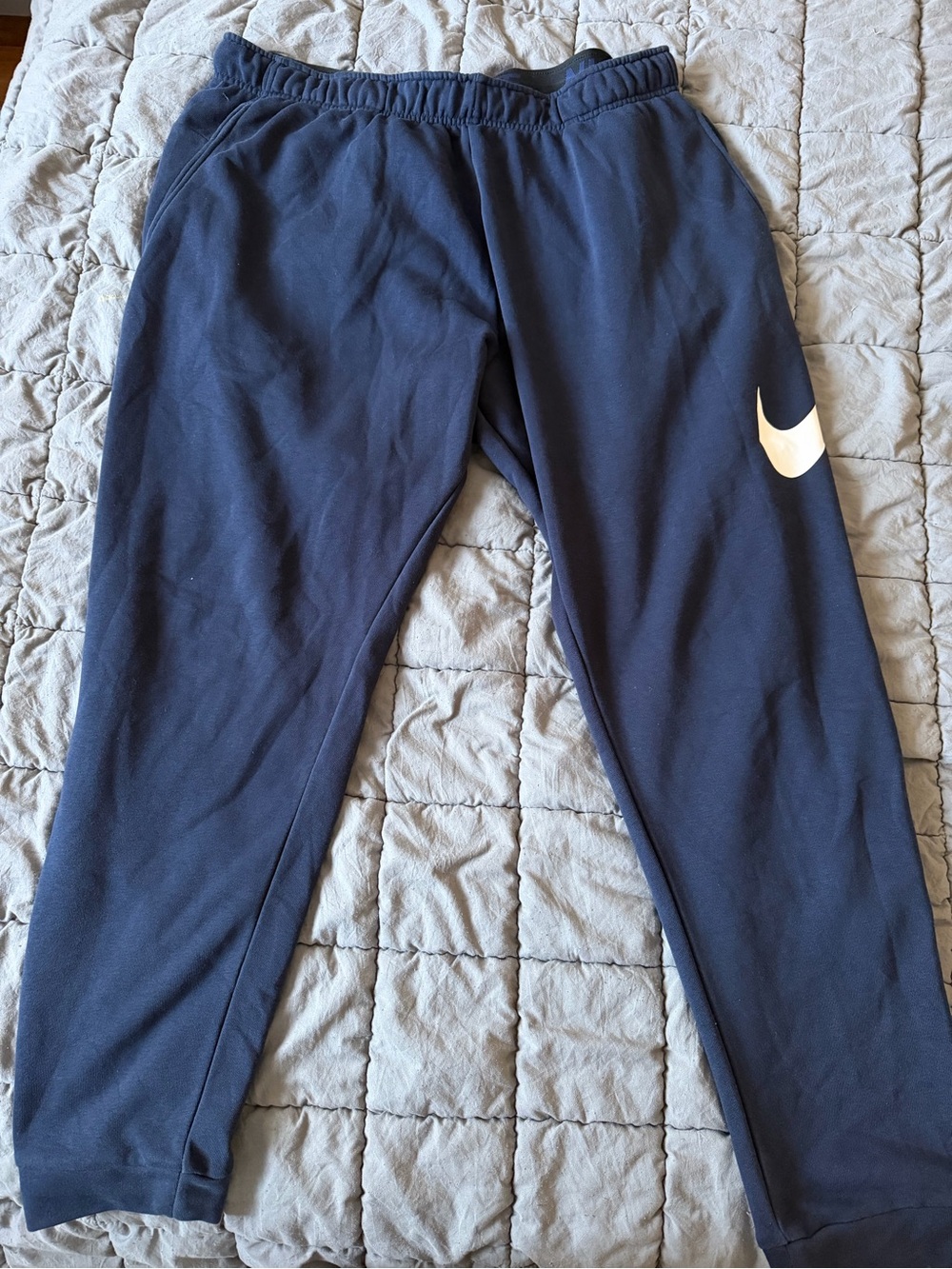 Nike Men's Navy Blue Joggers with White Swoosh